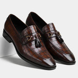 Dorian men Croc Brown Tassel Loafers