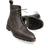 Lexaitaliano Cap Toe Boots in Dark Brown Waxy Commander