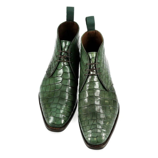 Lexaitaliano Alligator Chukka Boots in Green