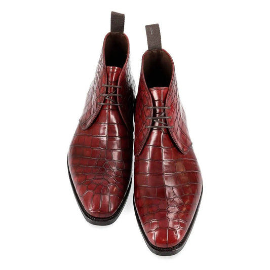 Lexaitaliano Alligator Chukka Boots in Burgundy