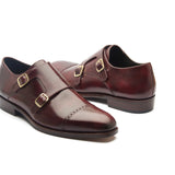 Aspen Double Monk Strap - Burgundy Museum Calf | Hand Welted