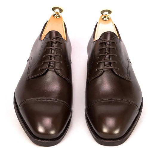 BROWN BOXCALF DERBY SHOES LASTEN IN RAIN-EE