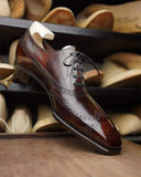 BURGUNDY BROWN LEATHER MODENA BROGUE WINGTIP OXFORD SHOE
