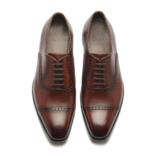 Bemer-X Quarter Brogue Oxford - Horween Hatch-grain Hand Welted