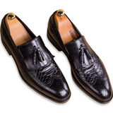 Black Snake Print Leather Lleida Loafers
