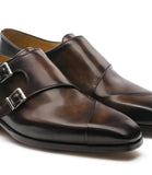 Brown Leather Nycoshy Monk Strap Shoes