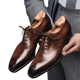 Black Leather Kratio Brogue Oxfords - Formal Shoes