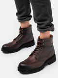 Brown Leather Troyes Chunky Derby Boots
