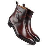 Brown Mirror Glossed Patina Jodhpur Boots