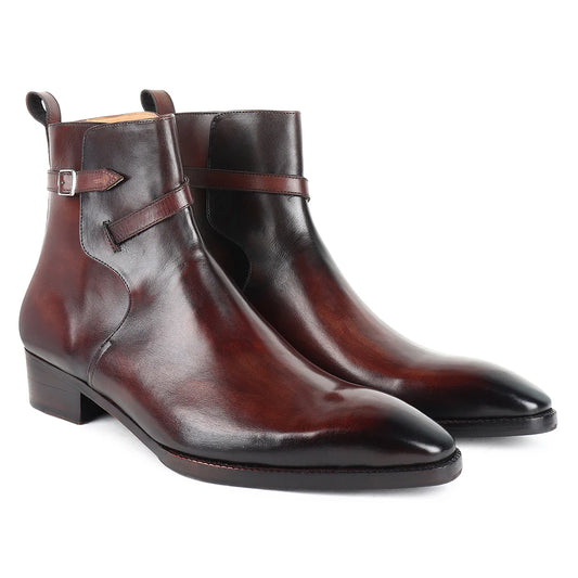 Brown Mirror Glossed Patina Jodhpur Boots