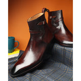 Brown Mirror Glossed Patina Jodhpur Boots