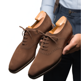 Black Leather Kratio Brogue Oxfords - Formal Shoes