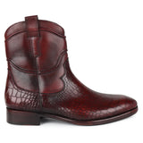Burgundy Patina Mirror Glossed Croco Detail Cowboy ZipBoot.