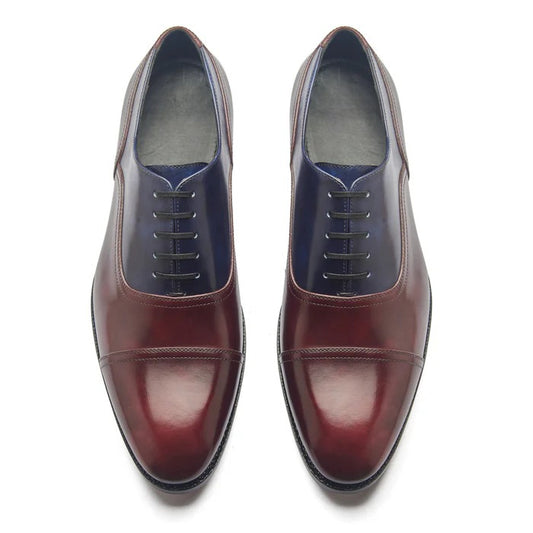 Contemporary Balmoral - Navy & Maroon Museum Calf | Hand Welted