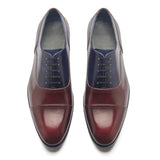 Contemporary Balmoral - Navy & Maroon Museum Calf | Hand Welted