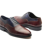 Contemporary Balmoral - Navy & Maroon Museum Calf | Hand Welted