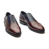 Contemporary Balmoral - Navy & Maroon Museum Calf | Hand Welted
