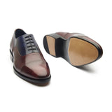 Contemporary Balmoral - Navy & Maroon Museum Calf | Hand Welted