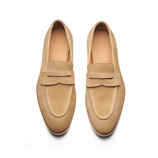 Denver Penny Loafer - Castorino Suede Cashew Hand Welted