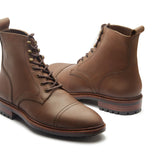 Dixon Cap-Toe Derby Boot – Rugged Elegance in Brown Pullup Leather