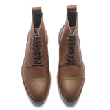 Dixon Cap-Toe Derby Boot – Rugged Elegance in Brown Pullup Leather