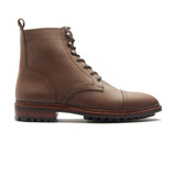 Dixon Cap-Toe Derby Boot – Rugged Elegance in Brown Pullup Leather