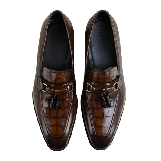 Dorian men Croc Brown Tassel Loafers