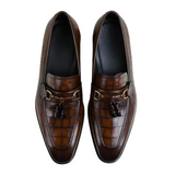 Dorian men Croc Brown Tassel Loafers
