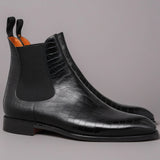 Black Leather Fenland Slip On Chelsea Boots