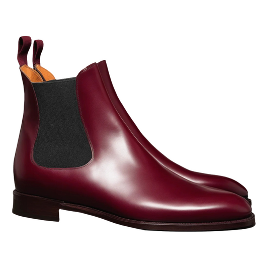 Flat Feet Shoes - Burgundy Leather Fenland Slip On Chelsea Boots with Arch Support
