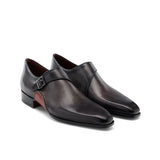 Height Increasing Black Leather Bathurst Monk Straps Shoes