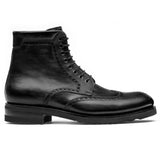 Rennes Height-Increasing Oxford Boots – Black Leather