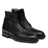Rennes Height-Increasing Oxford Boots – Black Leather