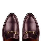 Height Increasing Brown Burgundy Leather Penela Horsebit Collapsible Loafer Slippers