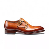 Height Increasing Tan Leather Castle Monk Straps Sheos