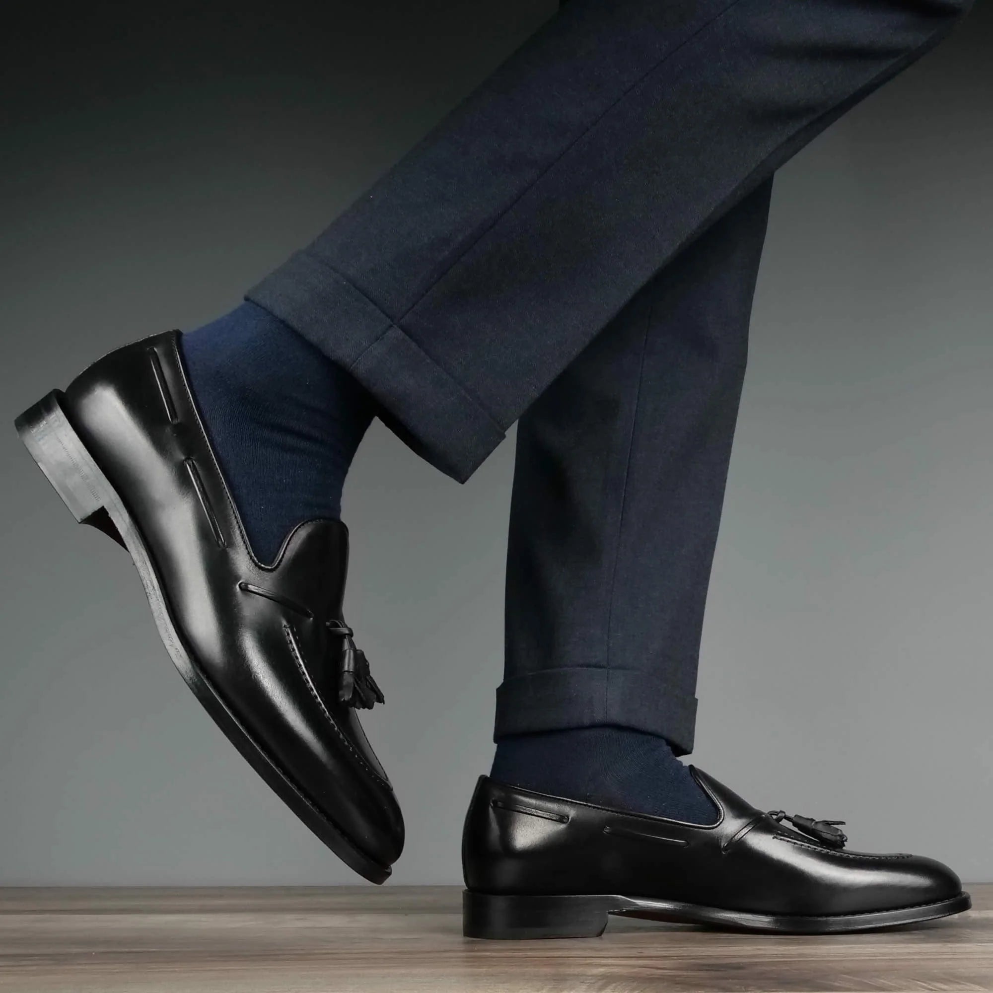 Handmade black leather Henley tassel loafers for men – LexaItaliano