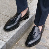 Premium handcrafted black tassel loafers for men by LexaItaliano