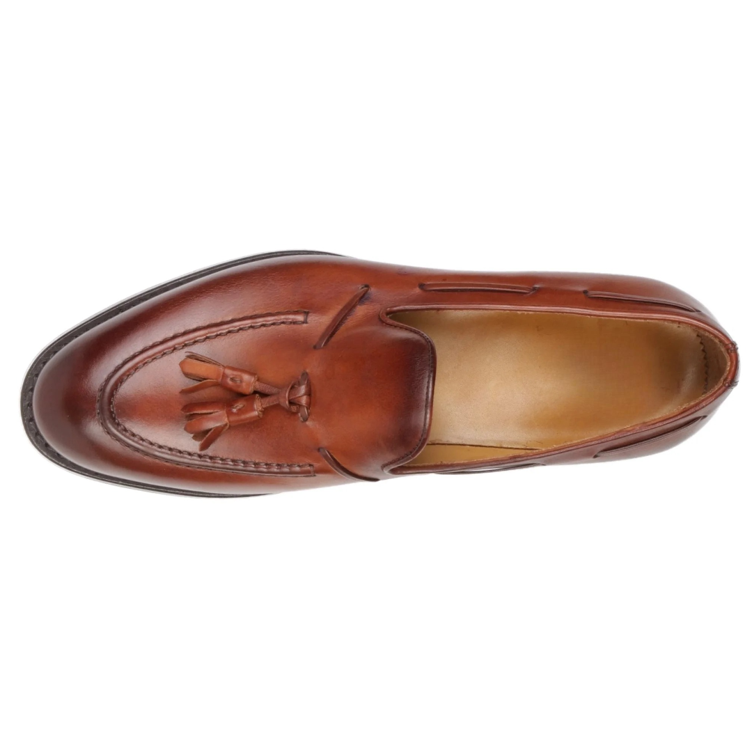 LexaItaliano men’s chestnut leather Henley tassel loafers, handcrafted premium shoes