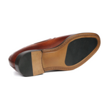 LexaItaliano premium chestnut leather Henley tassel loafers for men