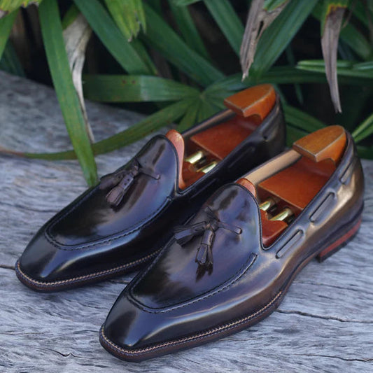 Dark Brown Leather Tassel Loafers