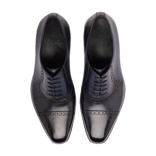Horacio Cap-toe Adelaide Oxford - Navy | Hand Welted