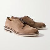 Leather Trimmed Suede Derby Shoes