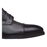 MARTIN Black grained leather men combat boots