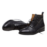 MARTIN Black grained leather men combat boots