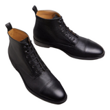 MARTIN Black grained leather men combat boots