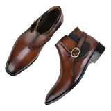 MEN BUCKLE BOOTS IN MID-BROWN