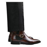 MEN BUCKLE BOOTS IN MID-BROWN