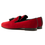 Men Custom Handmade Velvet Leather Tassel Loafers