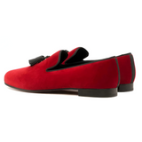 Men Custom Handmade Velvet Leather Tassel Loafers