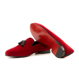 Men Custom Handmade Velvet Leather Tassel Loafers
